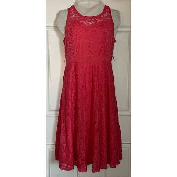 PinkBlush Lace Overlay Fit and Flare Dress (sz S) - Picture 1 of 9